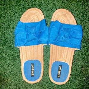 Bamboo Denim Bow Sandals